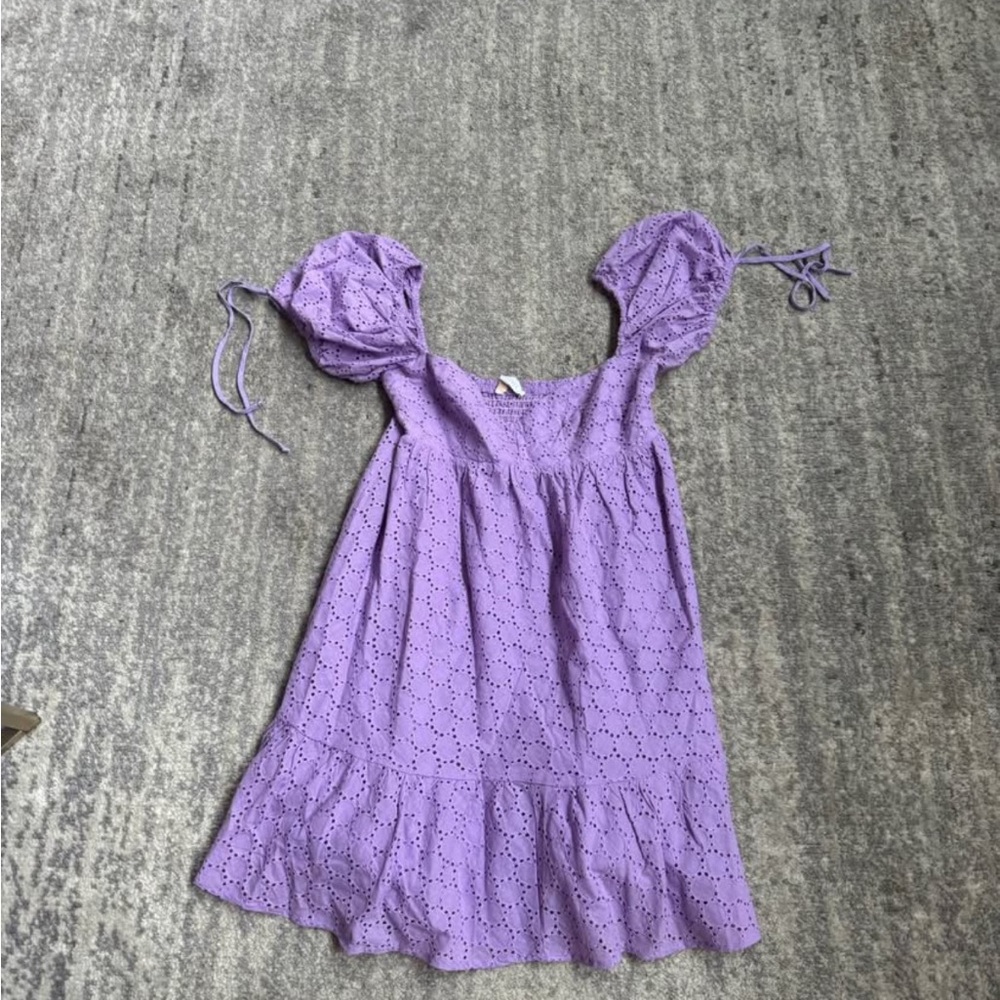 Purple Eyelet Mini Dress